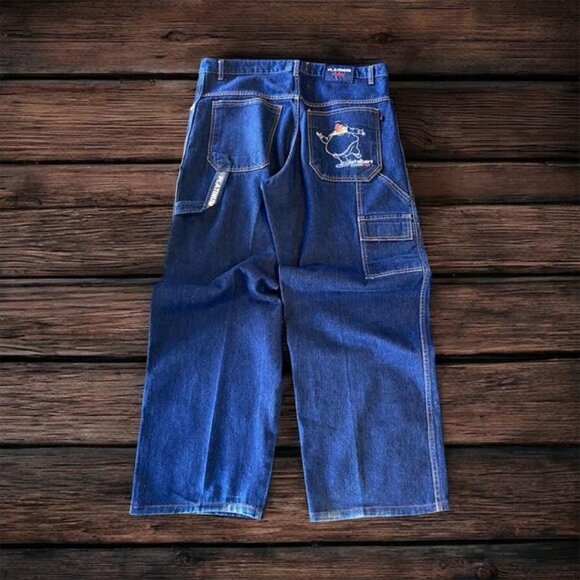 Vintage 90'S Y2K FUBU Platinum Fat Albert Embroidered Baggy Jeans Men's size 36 - Picture 1 of 9